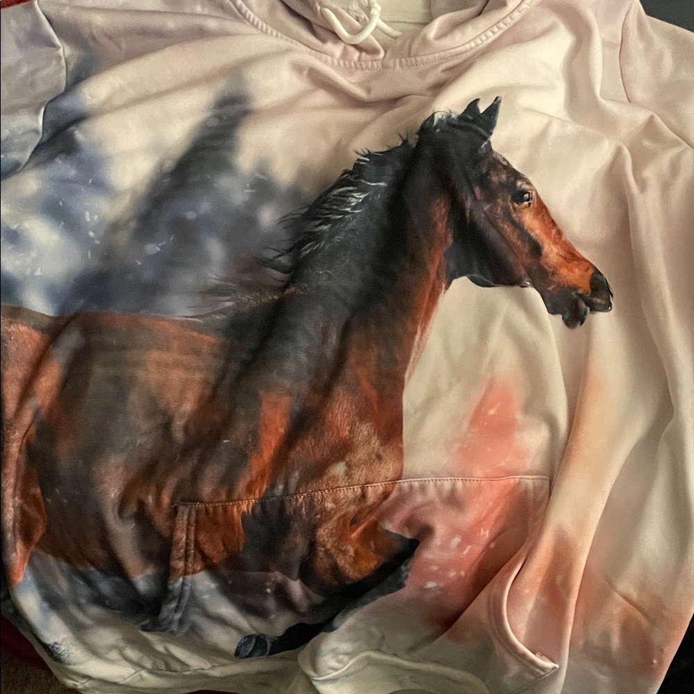 Women's Horse Print Hoodie Sweater